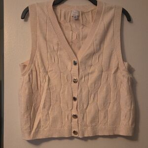 a new day Women's Beige Cable Knit Cardigan Vest